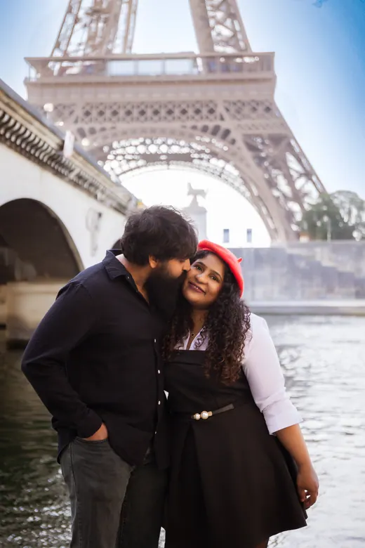 Photograph from the Couple — black & red beret session in Paris by Anna
