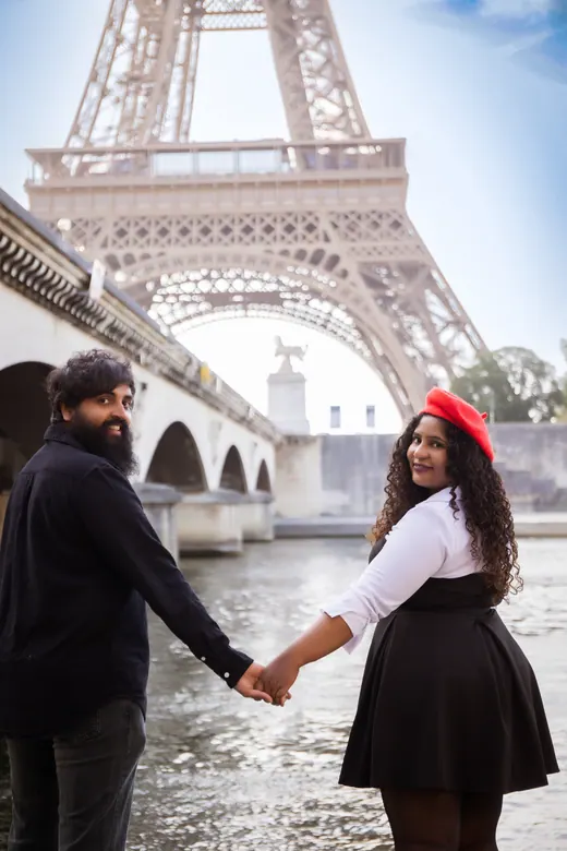 Photograph from the Couple — black & red beret session in Paris by Anna