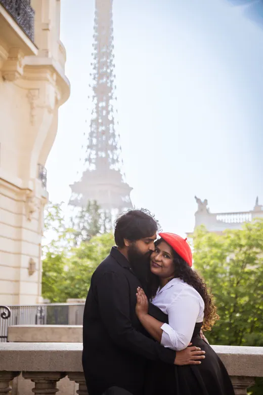 Photograph from the Couple — black & red beret session in Paris by Anna