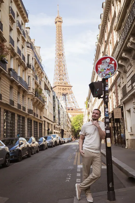 Photograph from the Couple — white dress, street session in Paris by Anna