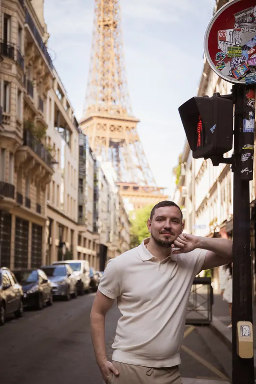Photograph from the Couple — white dress, street session in Paris by Anna