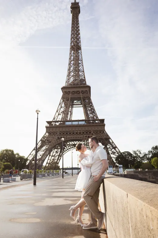 Photograph from the Couple — white dress, street session in Paris by Anna