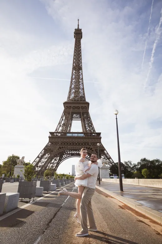 Photograph from the Couple — white dress, street session in Paris by Anna