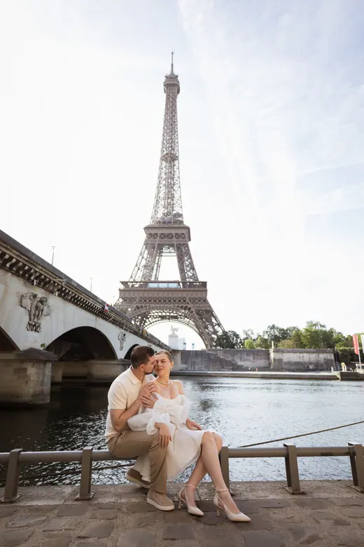 Photograph from the Couple — white dress, street session in Paris by Anna
