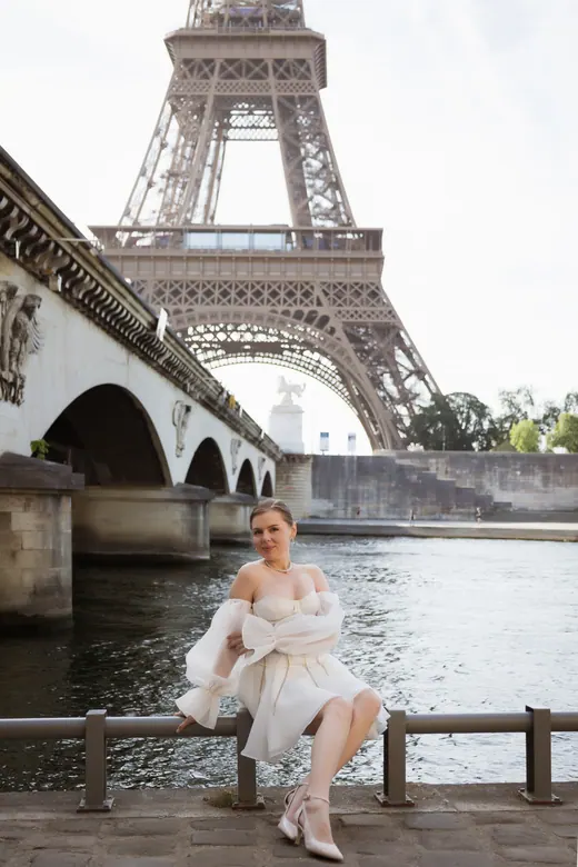 Photograph from the Couple — white dress, street session in Paris by Anna