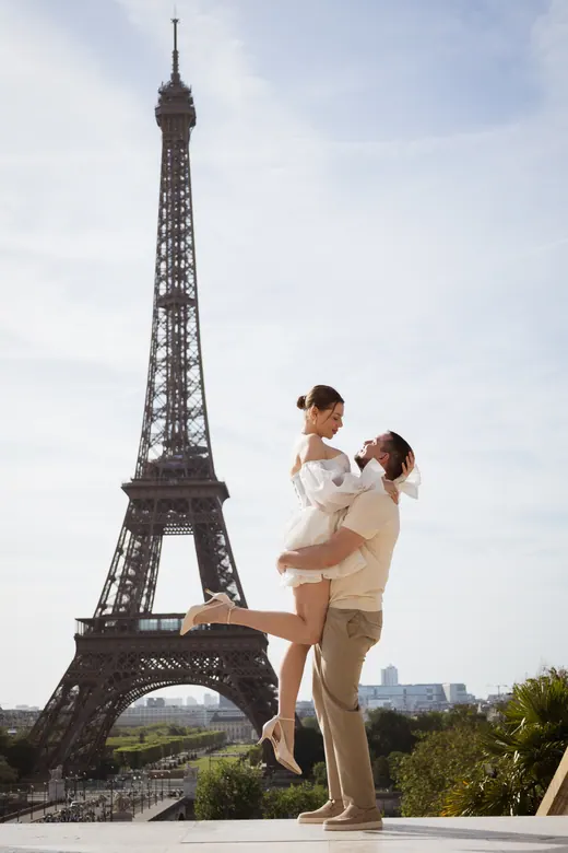 Photograph from the Couple — white dress, street session in Paris by Anna