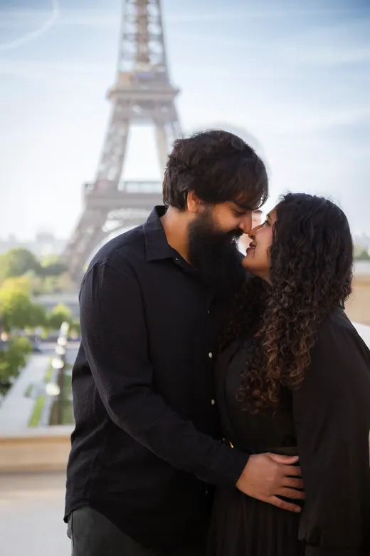 Photograph from the Couple — black & red beret session in Paris by Anna