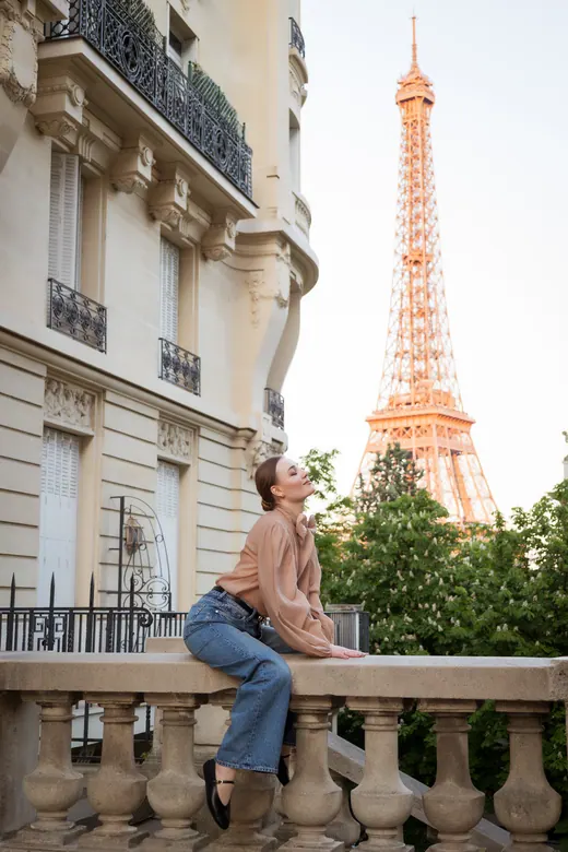 Photograph from the Couple — balustrade, dusk session in Paris by Anna