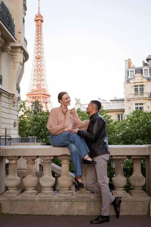 Photograph from the Couple — balustrade, dusk session in Paris by Anna