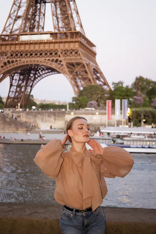 Photograph from the Couple — balustrade, dusk session in Paris by Anna