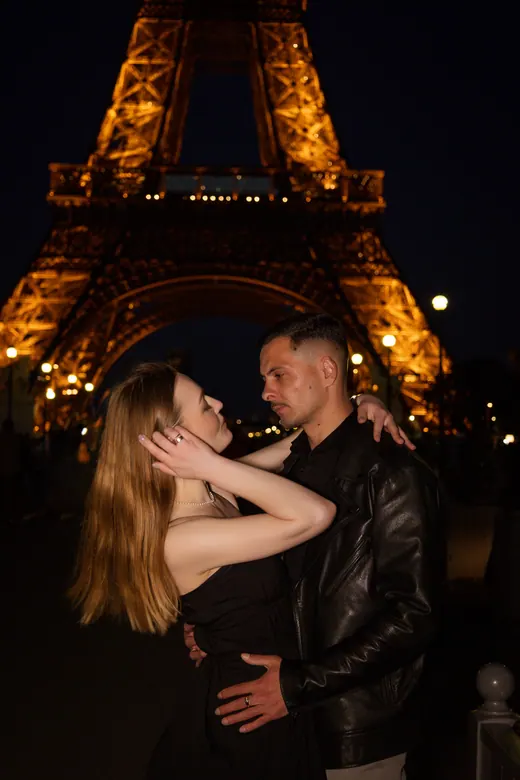 Photograph from the Couple — balustrade, dusk session in Paris by Anna