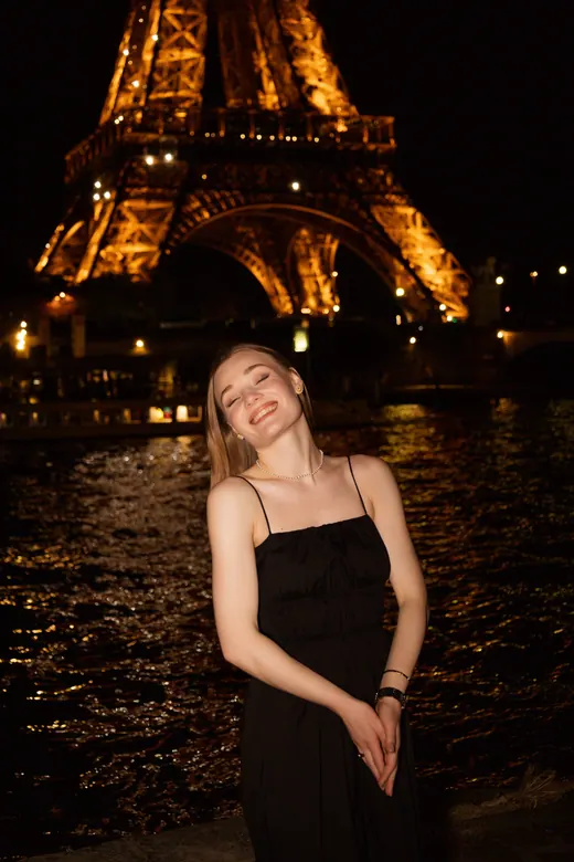 Photograph from the Couple — balustrade, dusk session in Paris by Anna