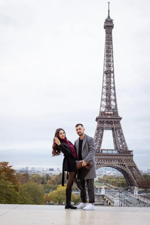 Photograph from the Couple — coats and Café Gustave session in Paris by Anna