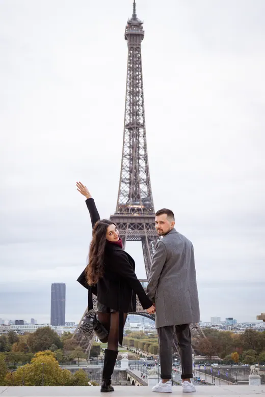 Photograph from the Couple — coats and Café Gustave session in Paris by Anna