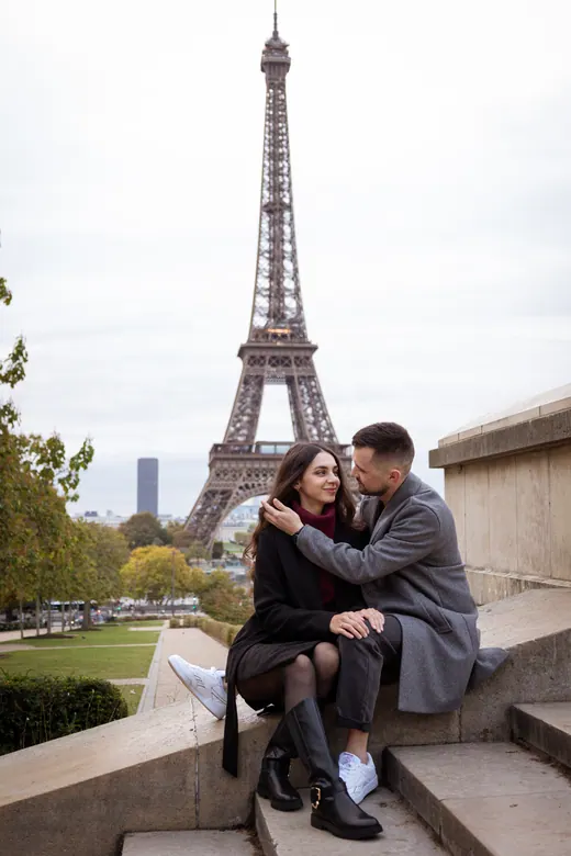 Photograph from the Couple — coats and Café Gustave session in Paris by Anna