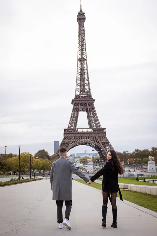 Photograph from the Couple — coats and Café Gustave session in Paris by Anna