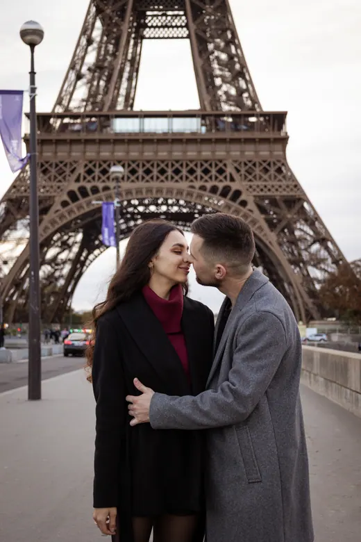 Photograph from the Couple — coats and Café Gustave session in Paris by Anna