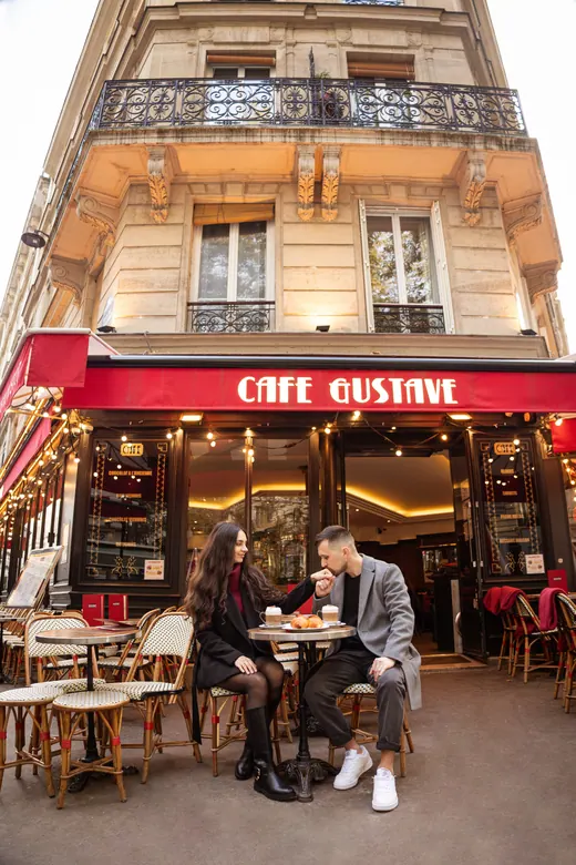 Photograph from the Couple — coats and Café Gustave session in Paris by Anna
