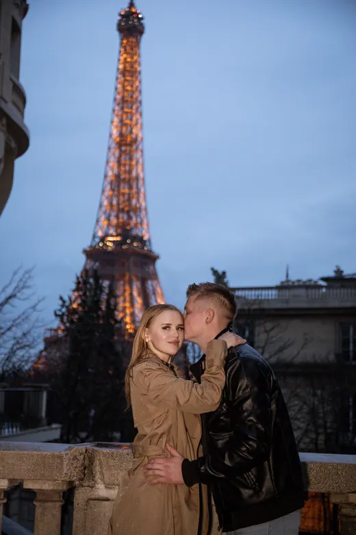 Photograph from the Couple — camel coat, night session in Paris by Anna