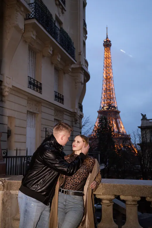 Photograph from the Couple — camel coat, night session in Paris by Anna