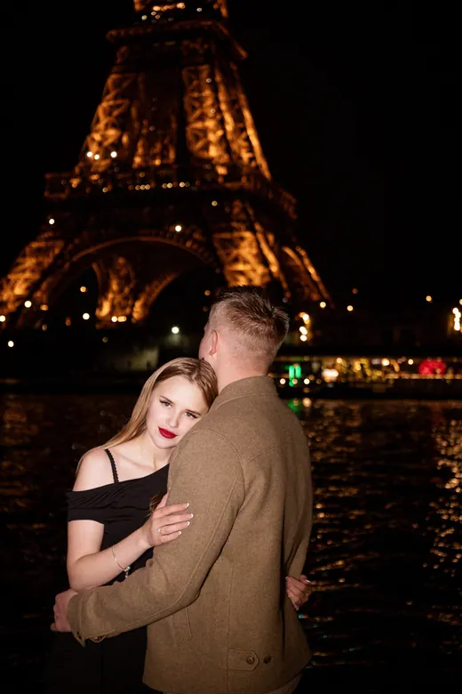 Photograph from the Couple — camel coat, night session in Paris by Anna