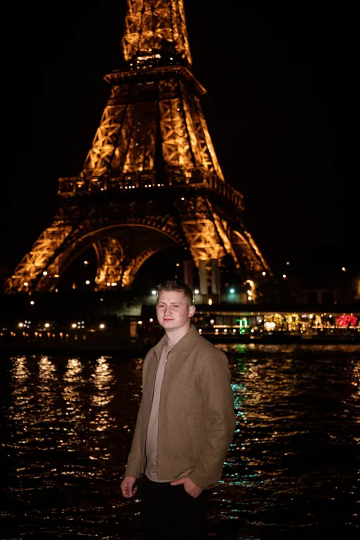 Photograph from the Couple — camel coat, night session in Paris by Anna