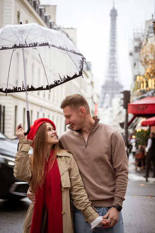 Photograph from the Couple — umbrella in the rain session in Paris by Anna