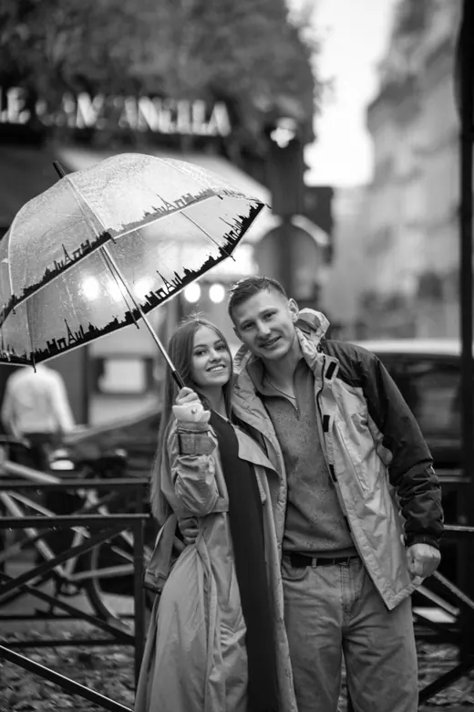 Photograph from the Couple — umbrella in the rain session in Paris by Anna
