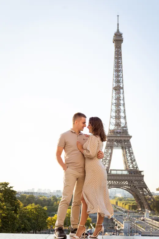 Photograph from the Couple — beige dress, day session in Paris by Anna