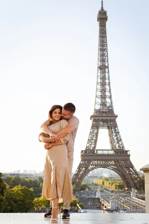 Photograph from the Couple — beige dress, day session in Paris by Anna