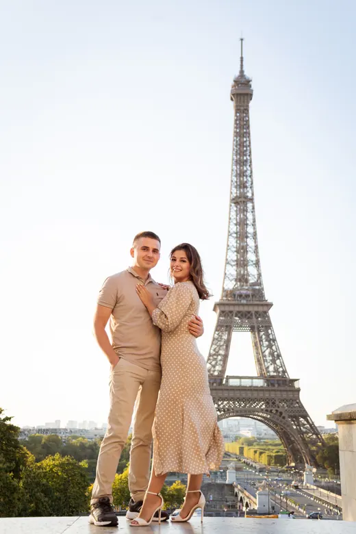 Photograph from the Couple — beige dress, day session in Paris by Anna