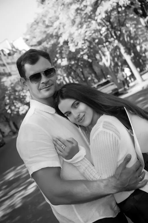 Photograph from the Couple — sunlit avenue session in Paris by Anna