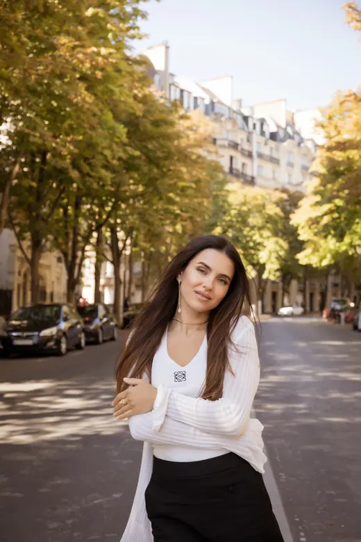 Photograph from the Couple — sunlit avenue session in Paris by Anna