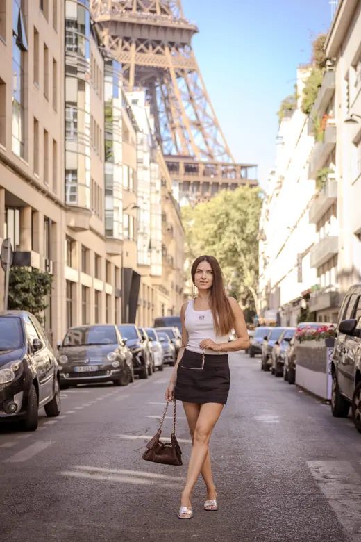 Photograph from the Couple — sunlit avenue session in Paris by Anna
