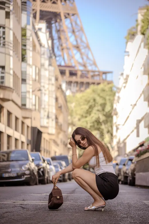 Photograph from the Couple — sunlit avenue session in Paris by Anna