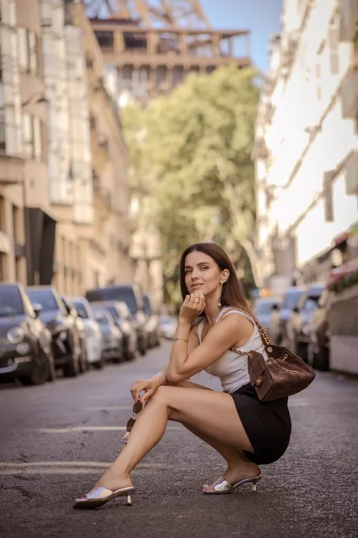 Photograph from the Couple — sunlit avenue session in Paris by Anna
