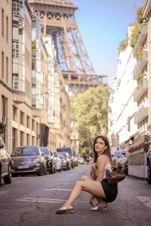 Photograph from the Couple — sunlit avenue session in Paris by Anna