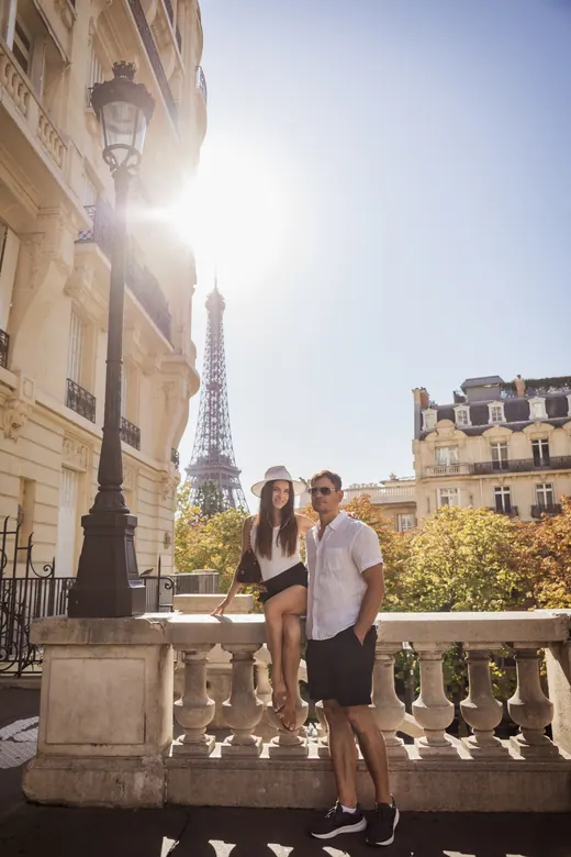 Photograph from the Couple — sunlit avenue session in Paris by Anna