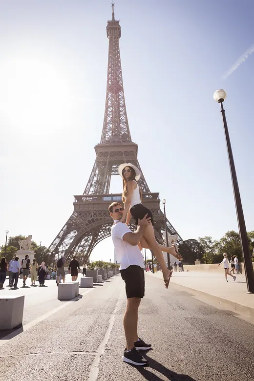 Photograph from the Couple — sunlit avenue session in Paris by Anna