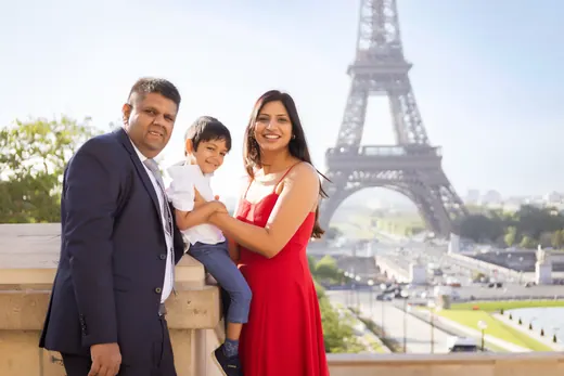 Photograph from the Family — red dress, Eiffel session in Paris by Anna