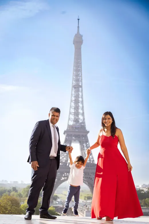 Photograph from the Family — red dress, Eiffel session in Paris by Anna