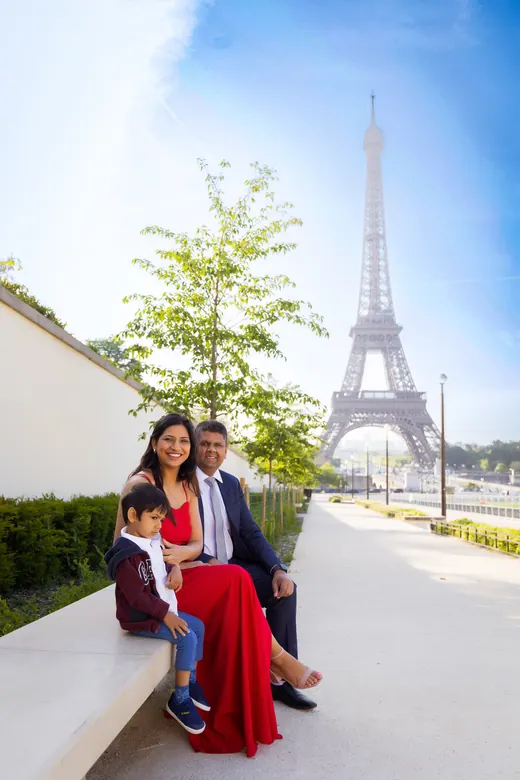 Photograph from the Family — red dress, Eiffel session in Paris by Anna