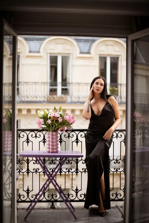 Photograph from the Black gown — balcony session in Paris by Anna