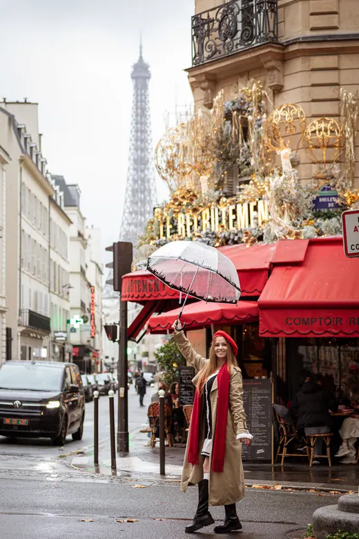 Photograph from the Umbrella — rain, café session in Paris by Anna