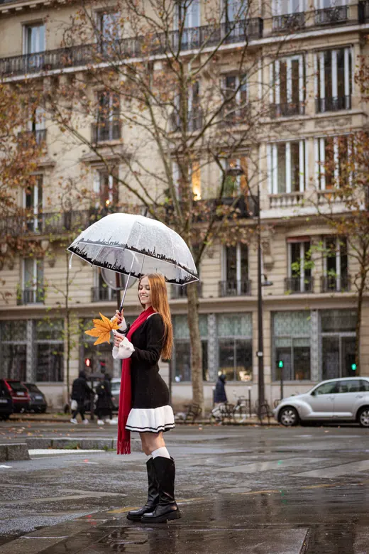 Photograph from the Umbrella — rain, café session in Paris by Anna