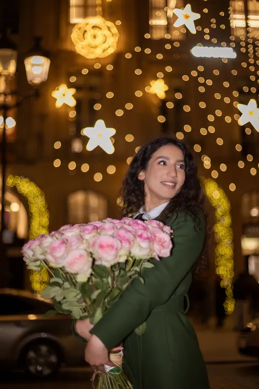 Photograph from the Proposal — roses at night session in Paris by Anna