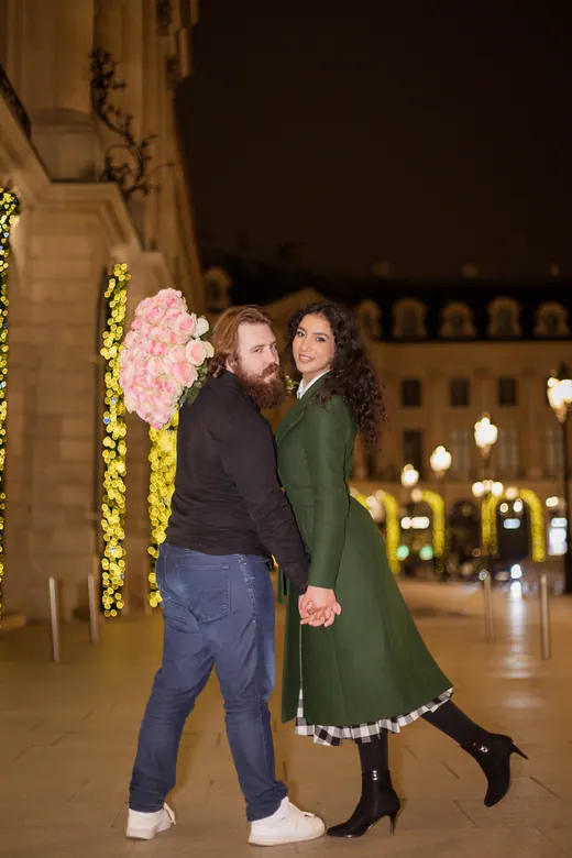 Photograph from the Proposal — roses at night session in Paris by Anna