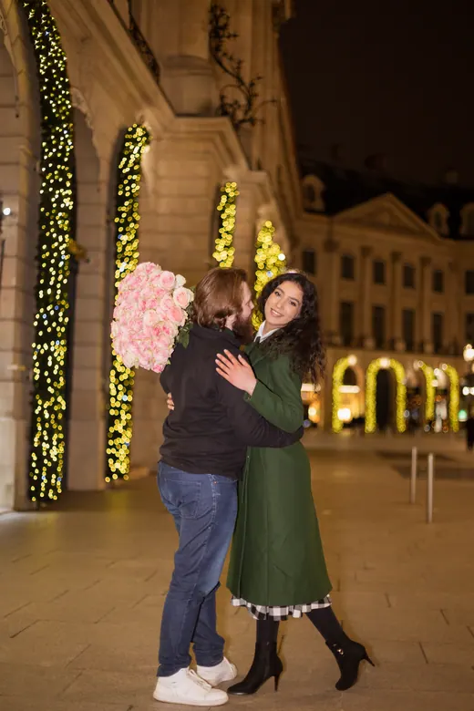 Photograph from the Proposal — roses at night session in Paris by Anna