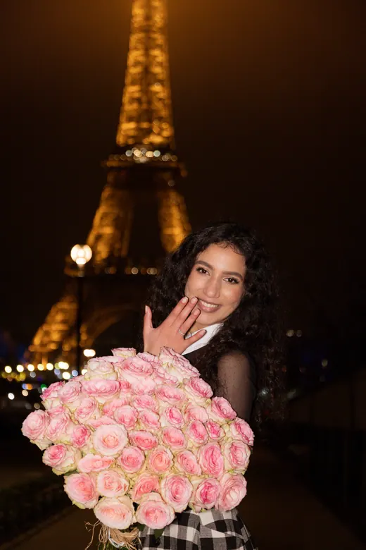 Photograph from the Proposal — roses at night session in Paris by Anna