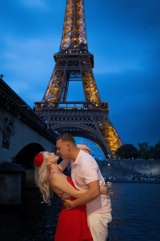 Photograph from the Proposal — the ring, blue hour session in Paris by Anna